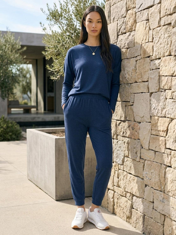 Cozy Chic Two-Piece Sweatsuit Set navy blue image 2 