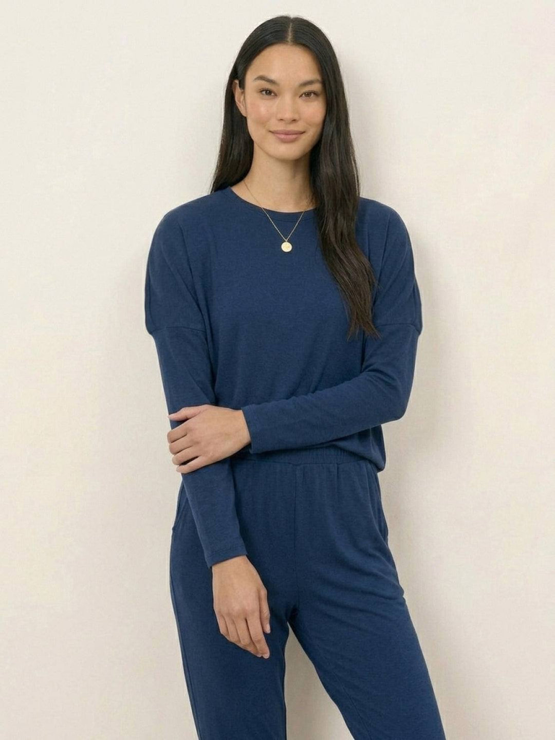 Cozy Chic Two-Piece Sweatsuit Set navy blue image 4 