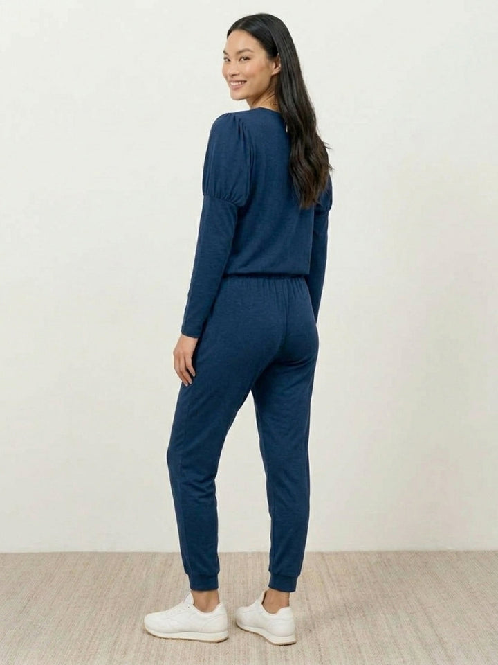 Cozy Chic Two-Piece Sweatsuit Set navy blue image 6 