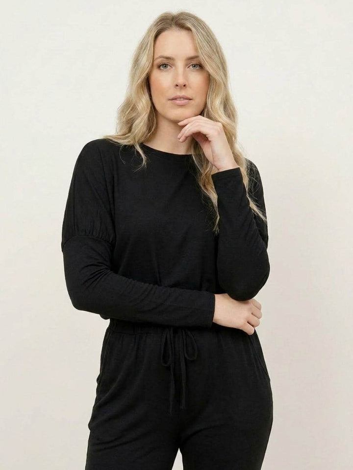 Cozy Chic Two-Piece Sweatsuit Set black image 4 