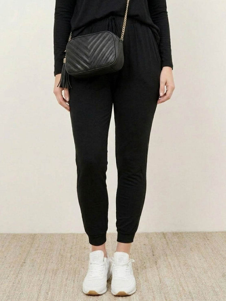 Cozy Chic Two-Piece Sweatsuit Set black image 5 