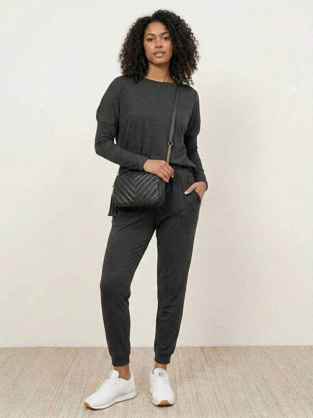 Cozy Chic Two-Piece Sweatsuit Set gray image 1 
