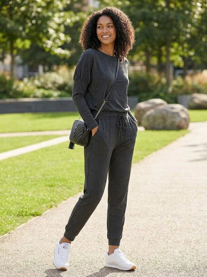 Cozy Chic Two-Piece Sweatsuit Set gray image 2 