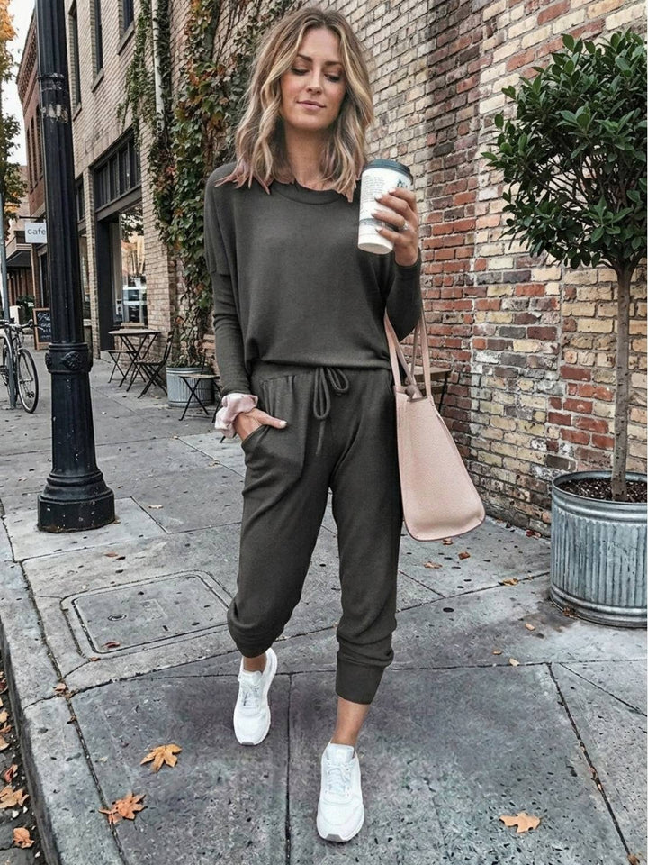 Cozy Chic Two-Piece Sweatsuit Set gray image 3 