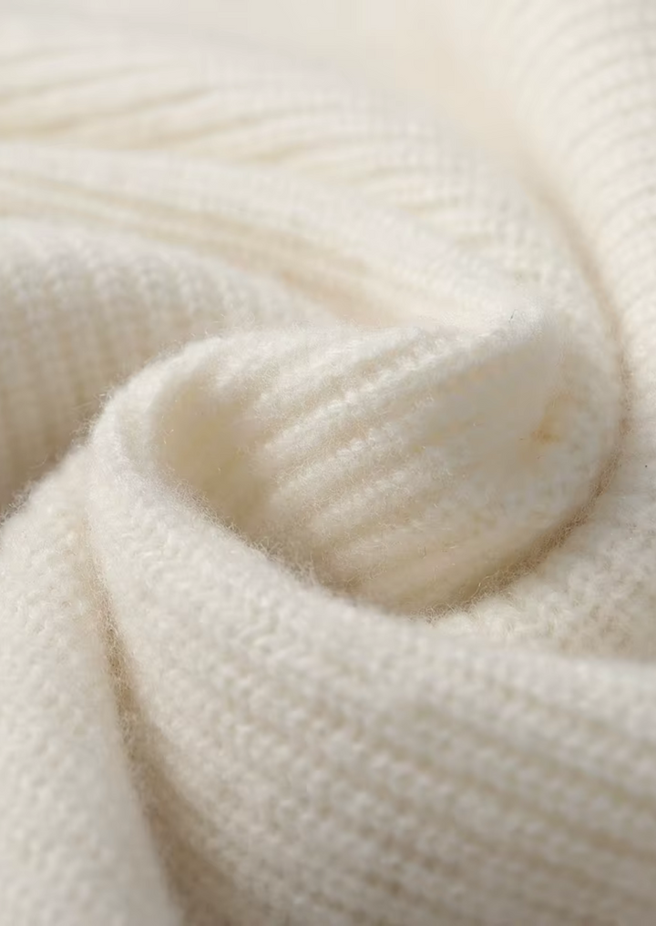 Cashmere Ribbed V-Neck Sweater ivory image 5 #color_ivory