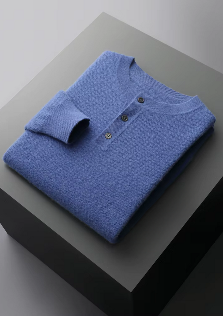 Cashmere Henley Sweater sea blue image 1 #color_sea-blue