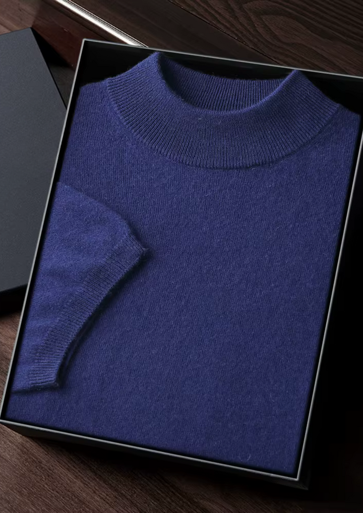 Cashmere Mock Neck T-Shirt navy blue image 1 #color_navy-blue