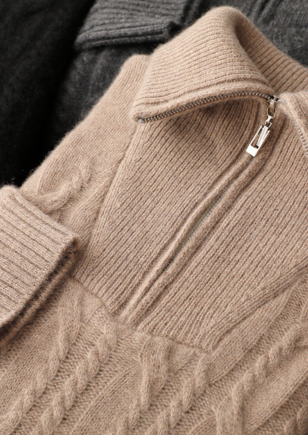 Pure Cashmere Cable Half Zip Sweater beige image 6 #color_beige