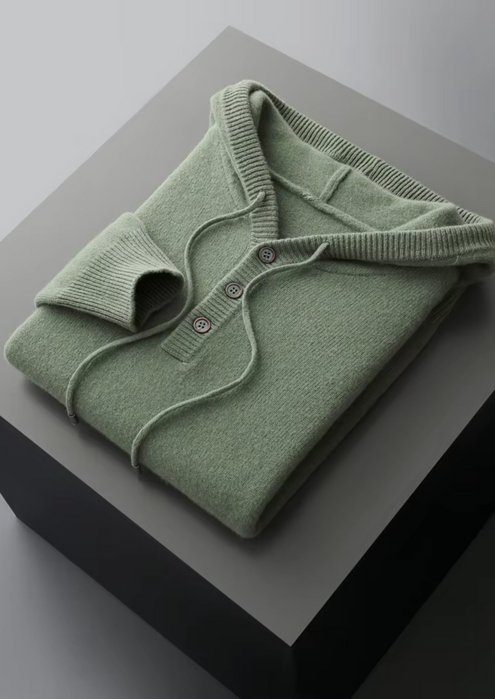 Pure Merino Button Hoodie green image 1 #color_green