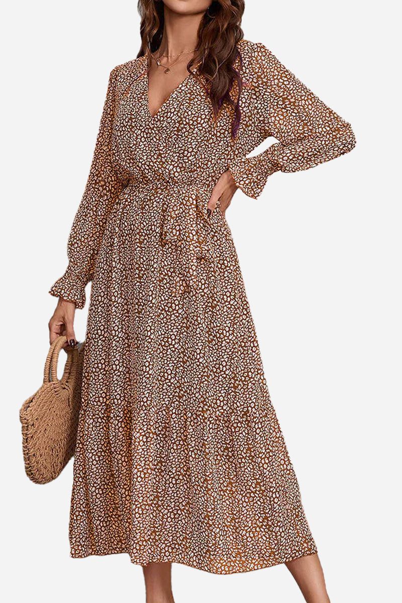 Bloom Wrap Midi Dress blooming brown image 1 