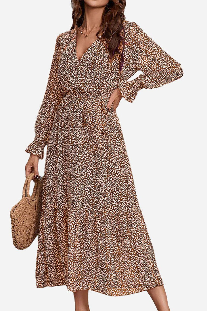 Bloom Wrap Midi Dress blooming brown image 1 
