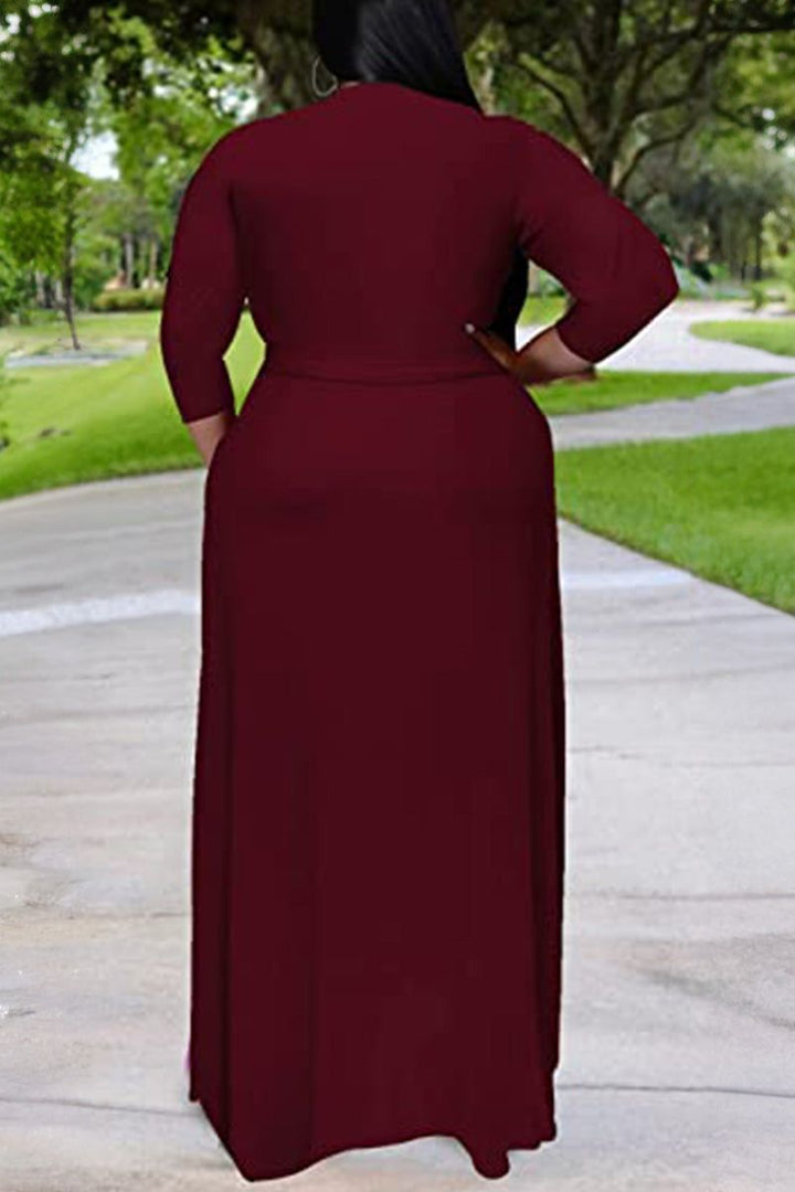Elegant Plus Size Belted Dress yellow image 6 