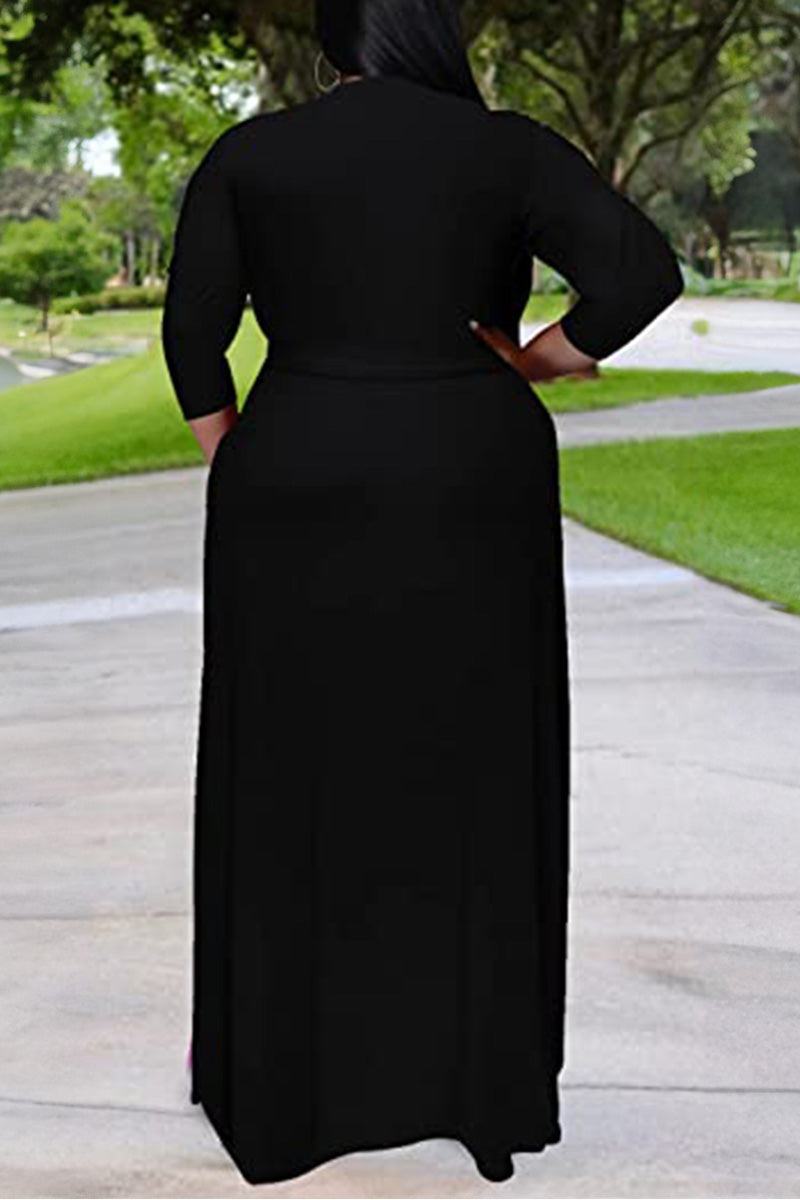 Elegant Plus Size Belted Dress army green image 3 