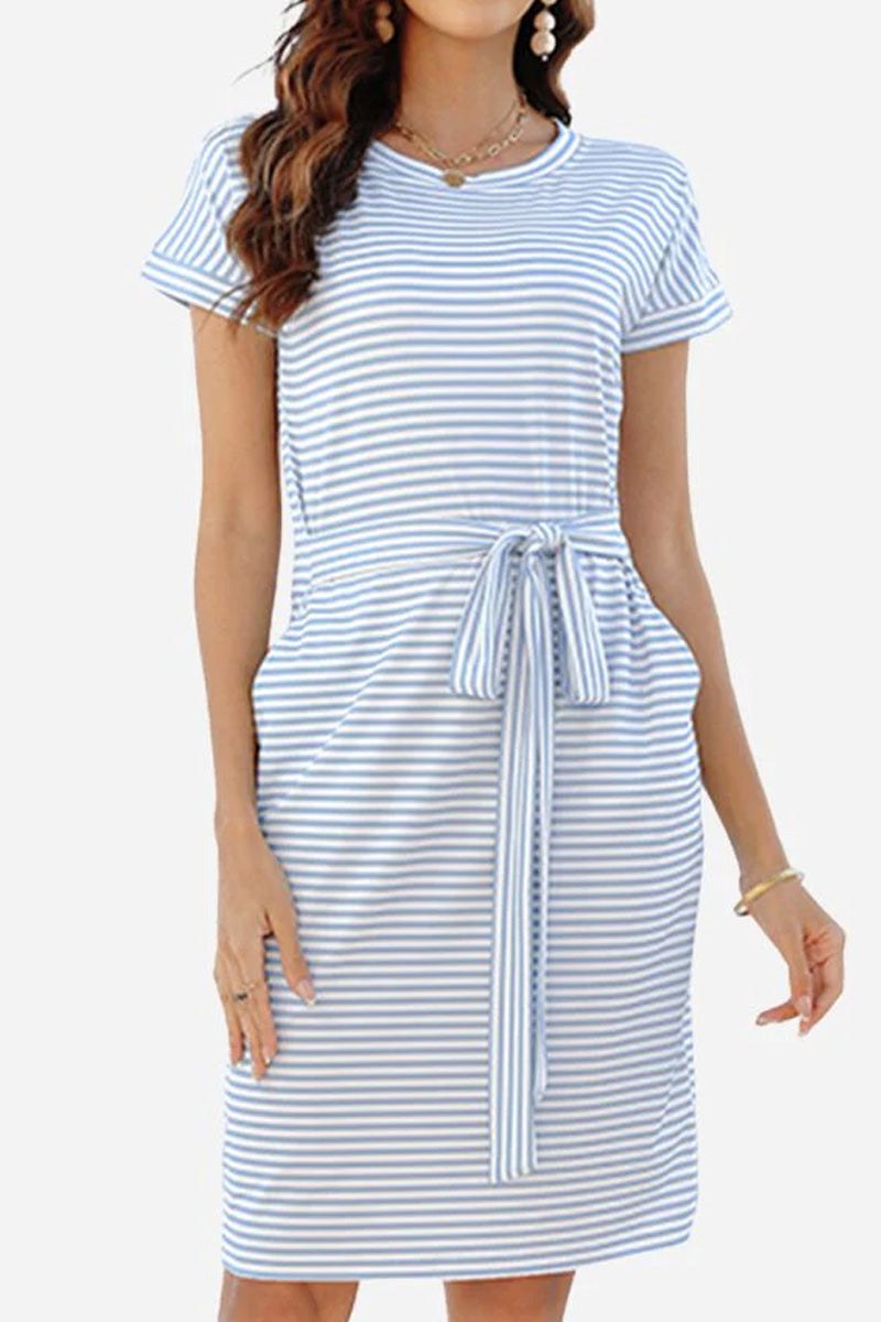 Airy Stripe Sheath Cotton Dress light blue stripe image 1 
