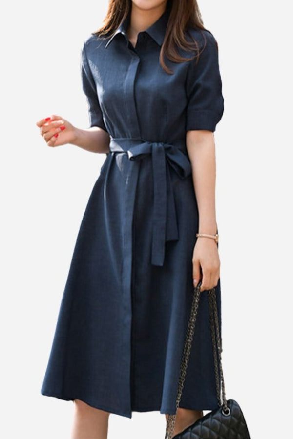 Navy Radiance Belted Shirt Dress navy blue image 1 