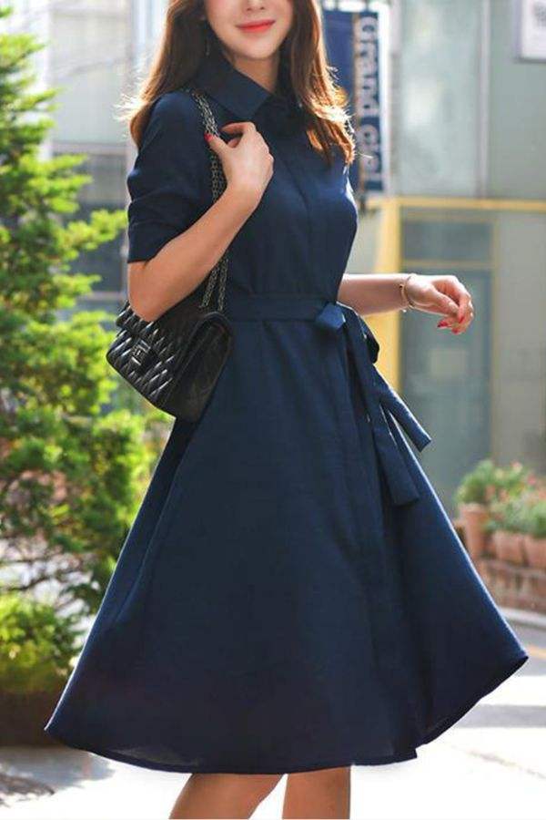 Navy Radiance Belted Shirt Dress navy blue image 2 