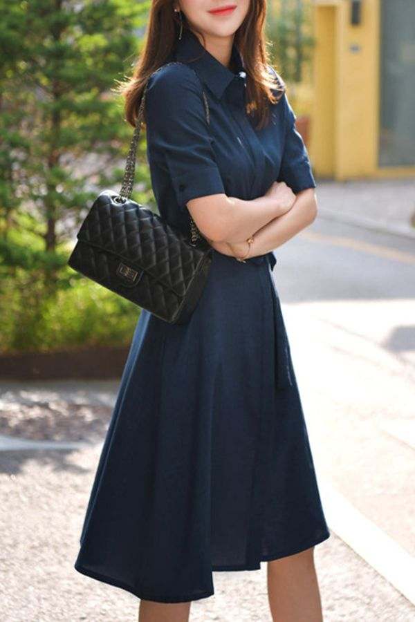 Navy Radiance Belted Shirt Dress navy blue image 3 