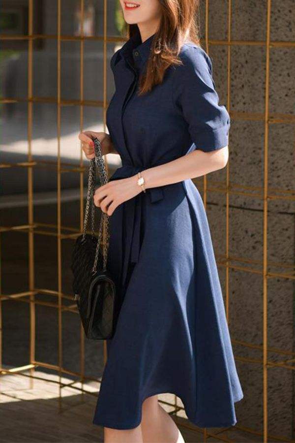 Navy Radiance Belted Shirt Dress navy blue image 4 