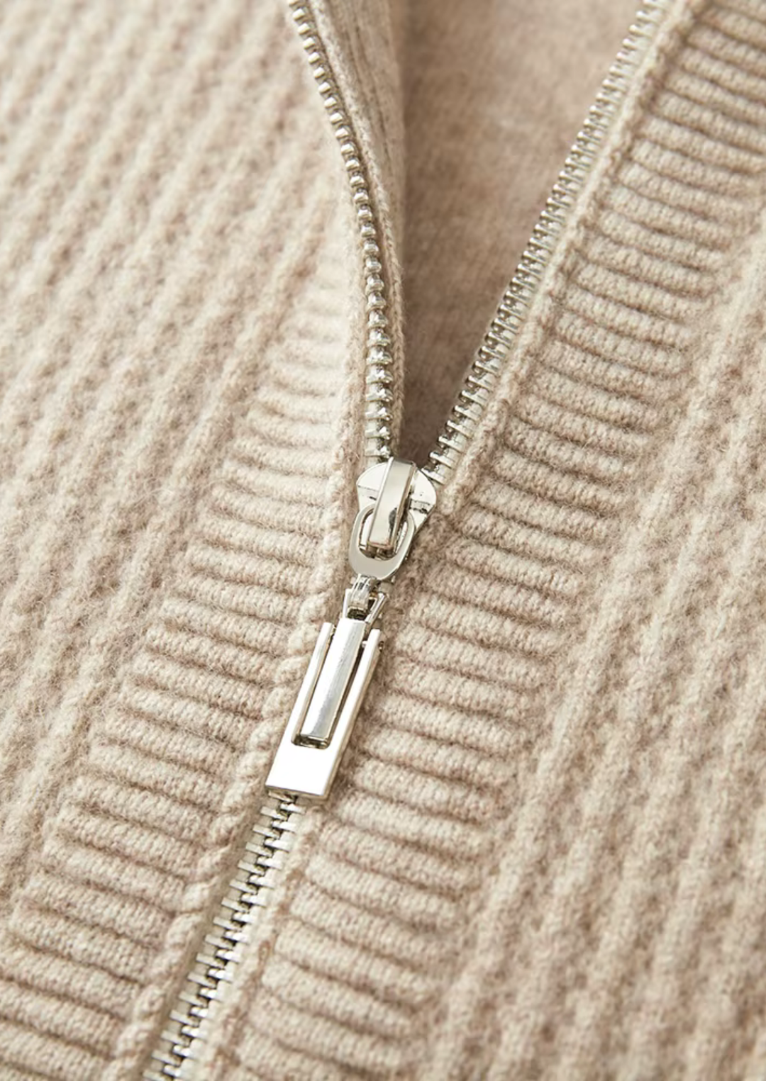 Pure Merino Ribbed Zip Hoodie sand image 4 #color_sand