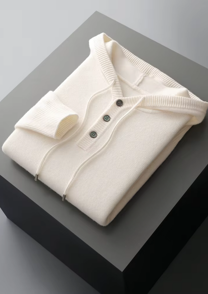 Pure Merino Button Hoodie ivory image 1 #color_ivory