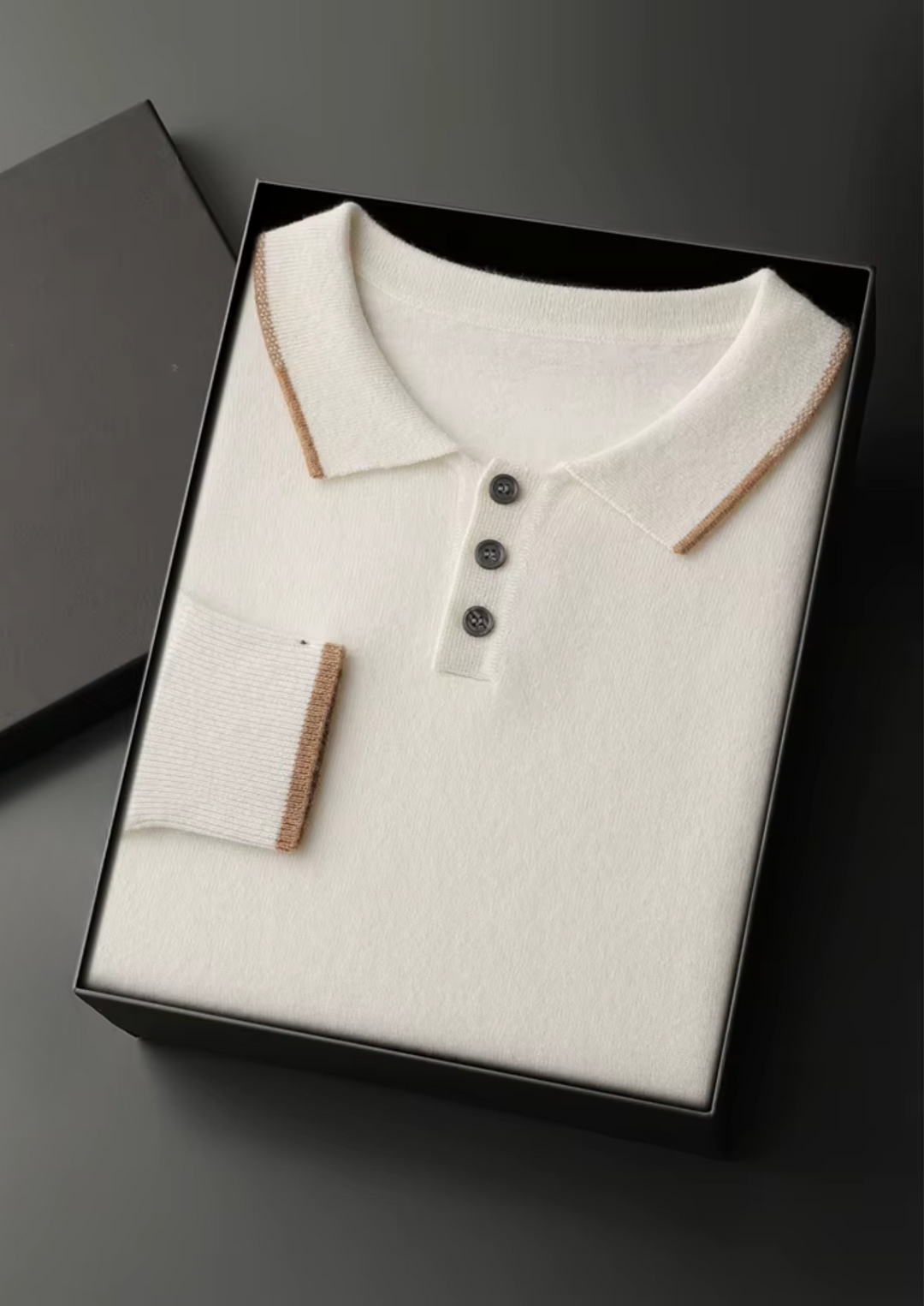 Cashmere Two-Tone Button Polo white image 1 #color_white