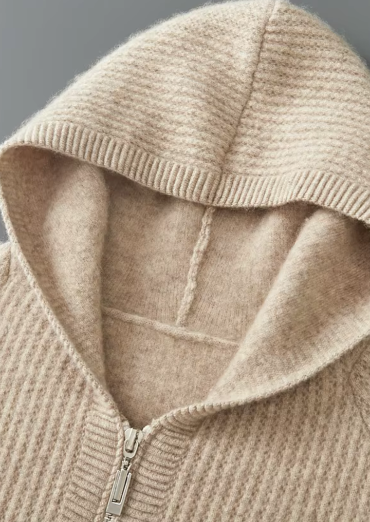 Pure Merino Ribbed Zip Hoodie sand image 7 #color_sand