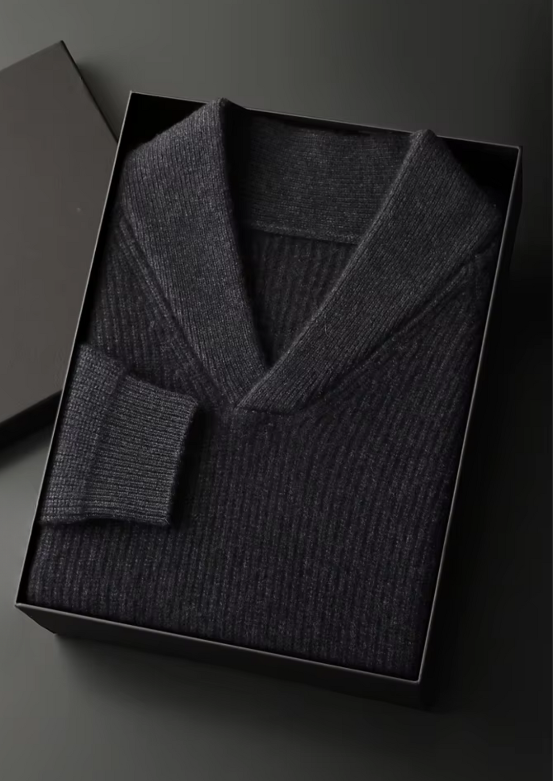 Cashmere Ribbed V-Neck Sweater black image 1 #color_black
