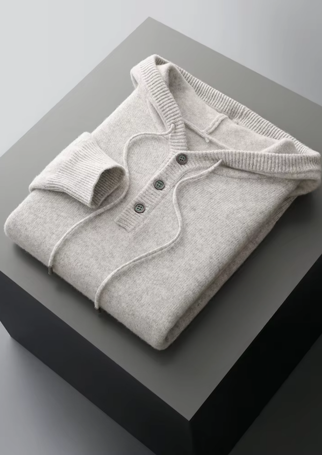 Pure Merino Button Hoodie light gray image 1 #color_light-gray