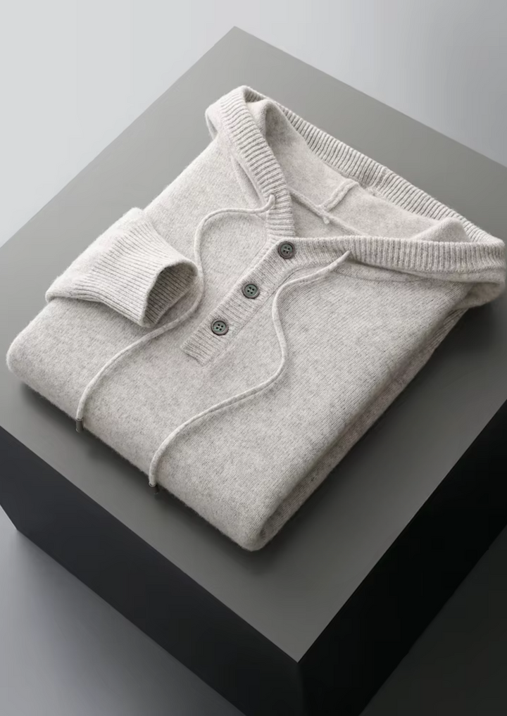 Pure Merino Button Hoodie light gray image 1 #color_light-gray