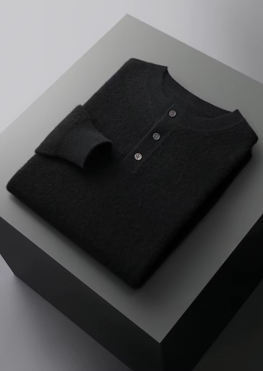 Cashmere Henley Sweater black image 1 #color_black