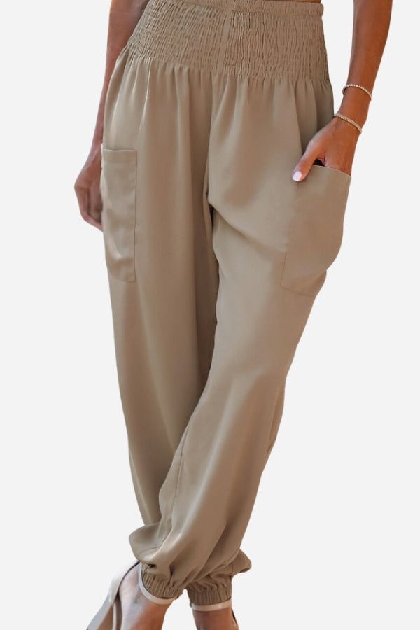 Boho Dreamer High-Waist Elastic Pants beige image 1 