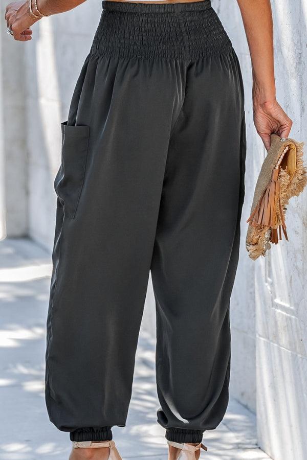 Boho Dreamer High-Waist Elastic Pants black image 3 