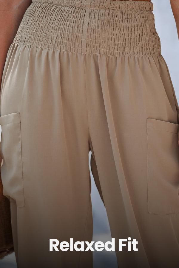 Boho Dreamer High-Waist Elastic Pants beige image 3 
