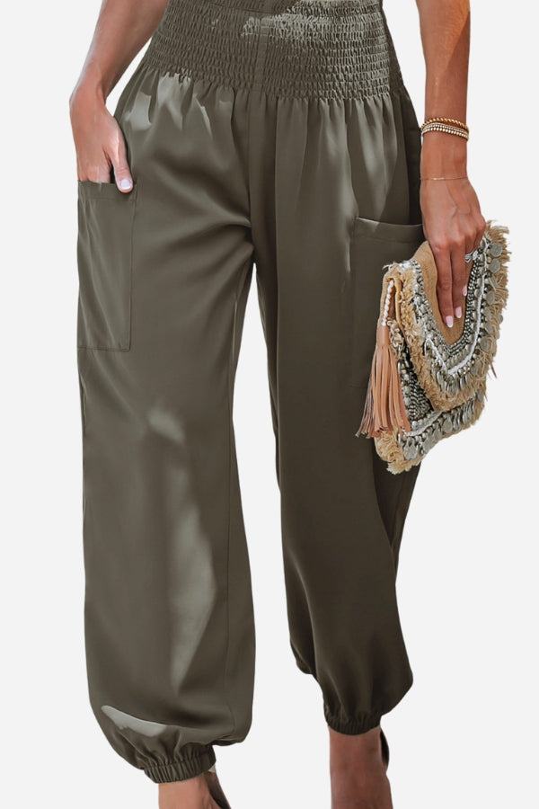 Boho Dreamer High-Waist Elastic Pants army green image 1 