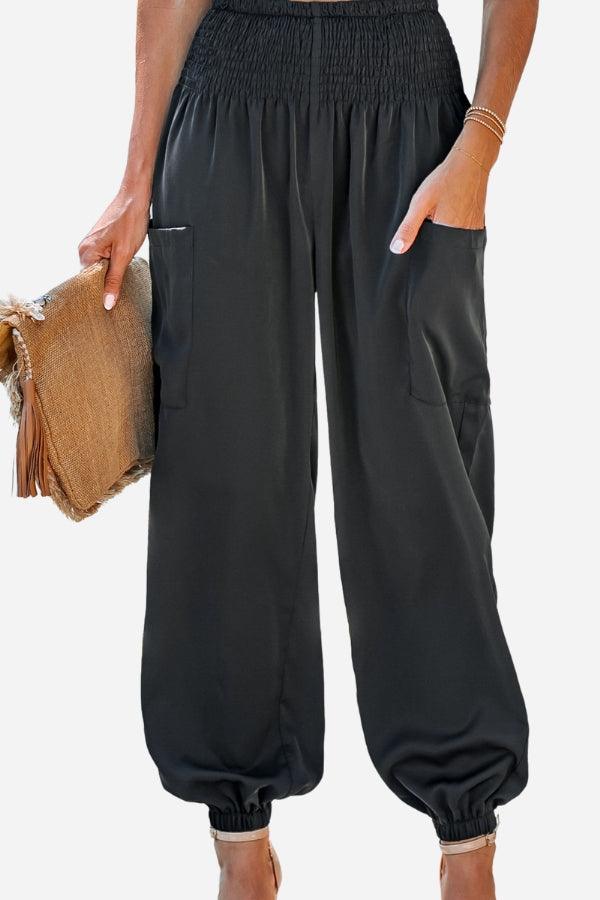 Boho Dreamer High-Waist Elastic Pants black image 1 