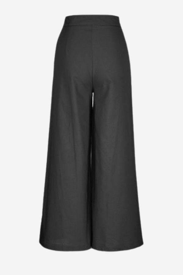 Button Front High Waist Palazzo Pants army green image 5 