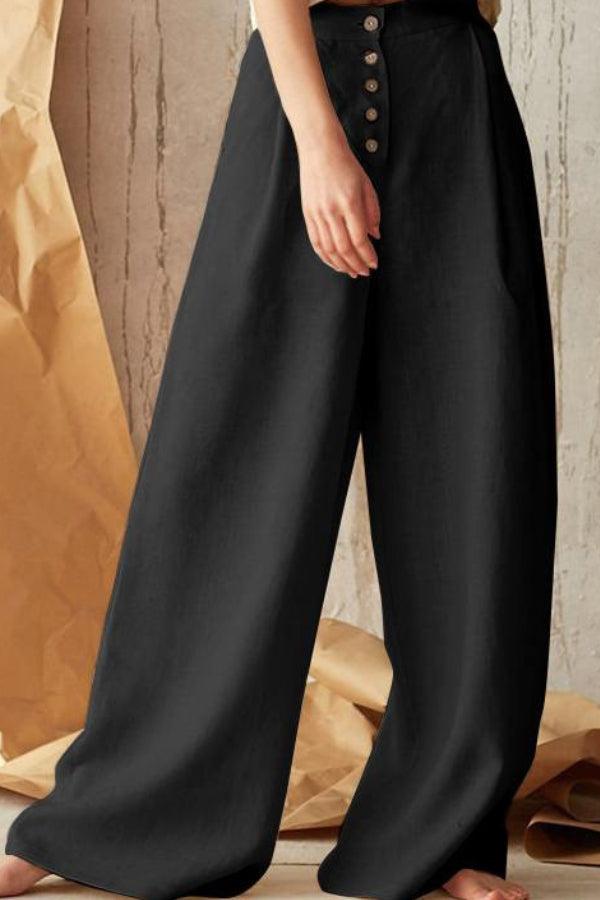 Button Front High Waist Palazzo Pants army green image 6 