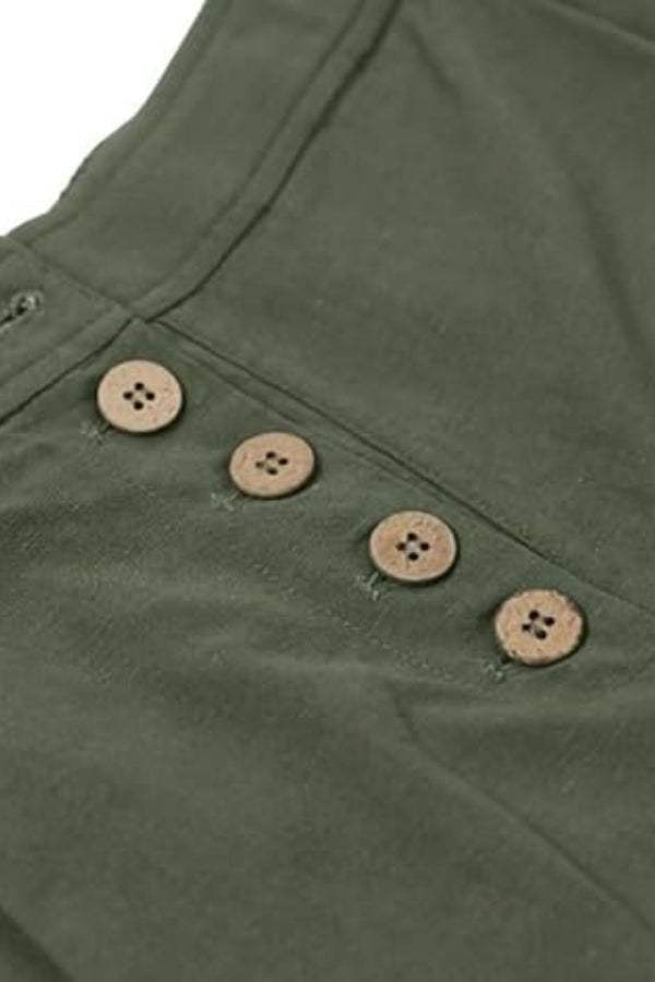 Button Front High Waist Palazzo Pants army green image 3 