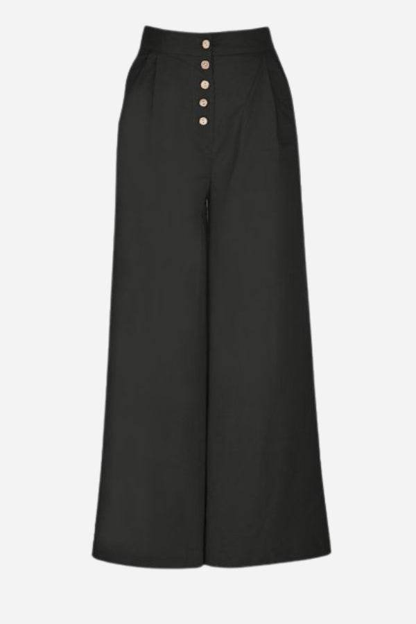 Button Front High Waist Palazzo Pants army green image 4 