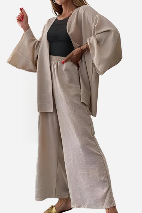 Chic Comfort Kimono Two-Piece Set beige image 1 