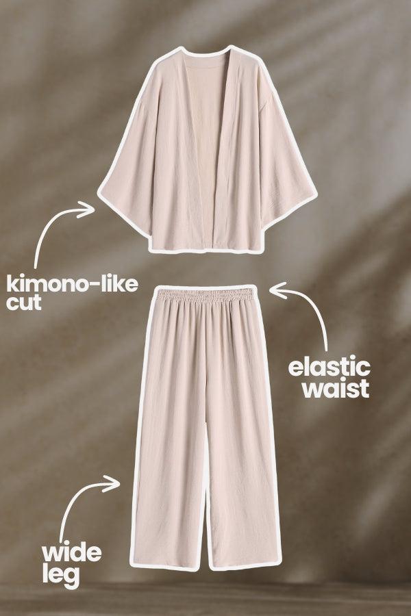 Chic Comfort Kimono Two-Piece Set beige image 2 