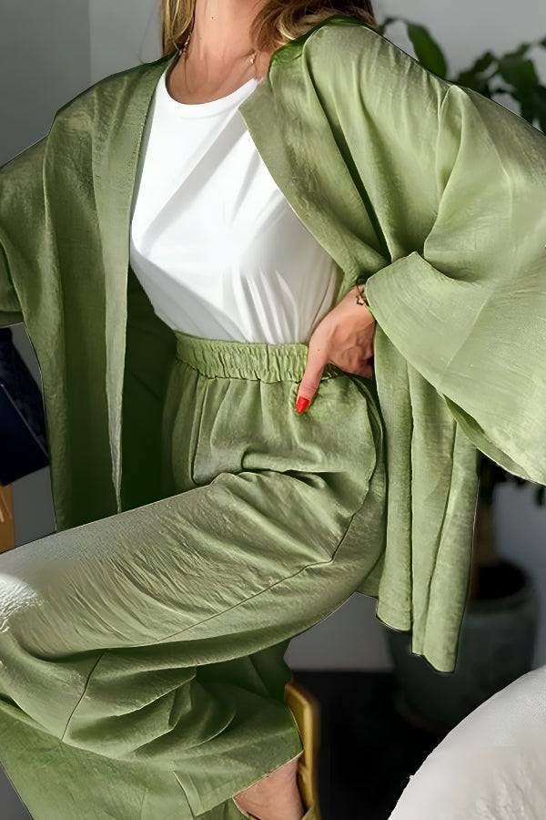 Chic Comfort Kimono Two-Piece Set olive green image 2 