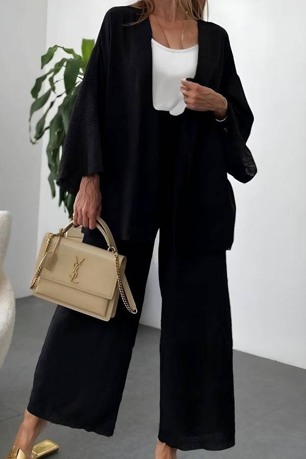 Chic Comfort Kimono Two-Piece Set black image 2 