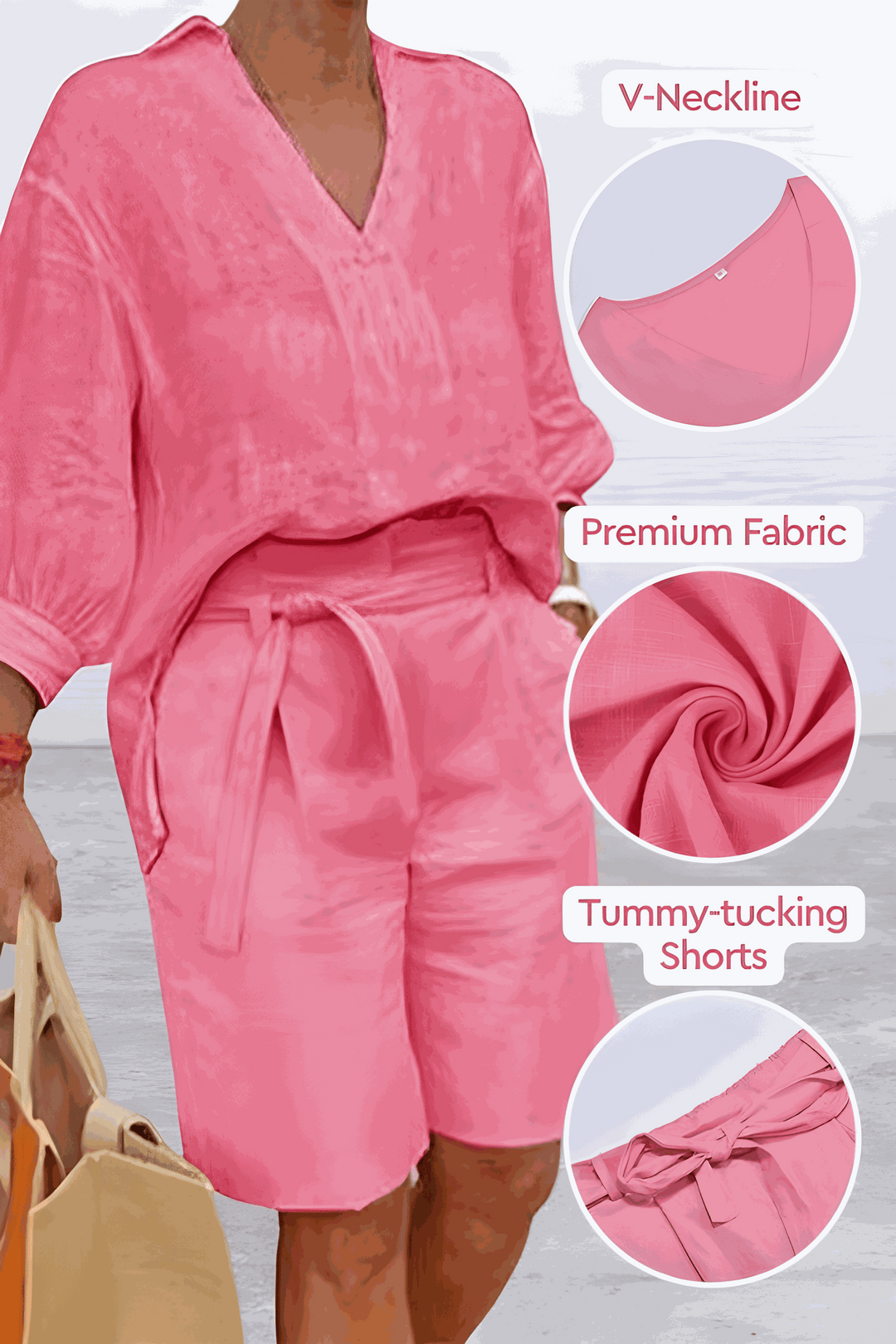Stay Cool &amp; Classy: Two-piece Set With Loose Shirt &amp; High-waisted Shorts