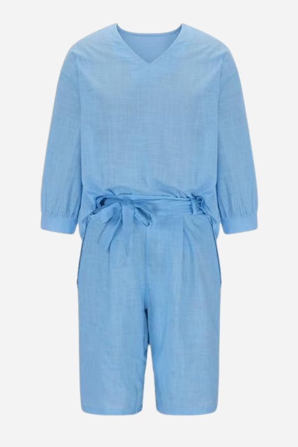 Stay Cool &amp; Classy: Two-piece Set With Loose Shirt &amp; High-waisted Shorts