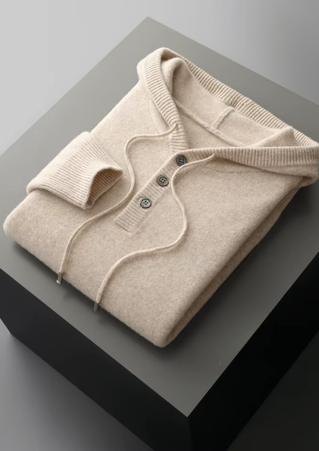 Pure Merino Button Hoodie sand image 3 #color_sand