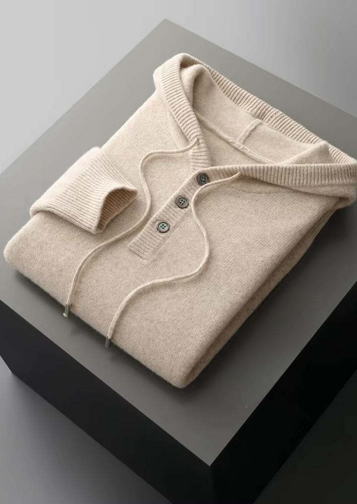Pure Merino Button Hoodie sand image 3 #color_sand