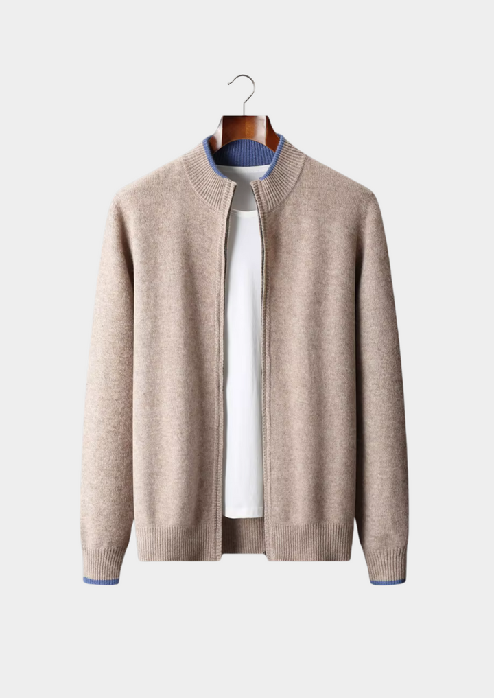 Pure Merino Two-Tone Zip Cardigan gray image 11 #color_gray
