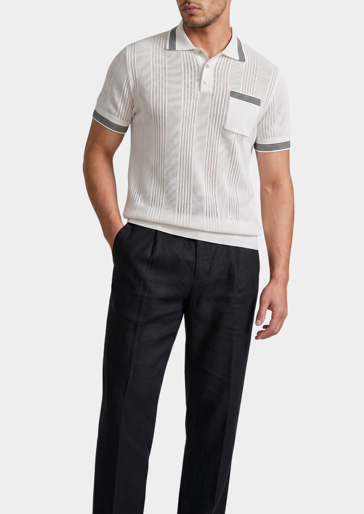 Leon Open Knit Lightweight Polo white image 4 #color_white