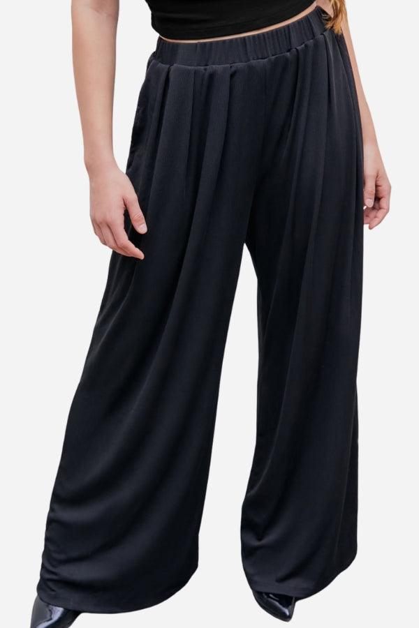 Stretchy Wide-Leg Pants black image 1 